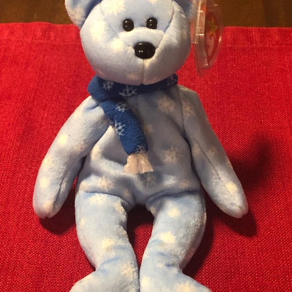 Ty Other - TY 1999 Beanie Babies Holiday Light Blue Snowflakes Teddy Bear